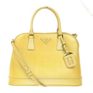 PRADA MILANO 2Way Shoulder Hand Bag Promenade Saffiano Leather Yellow 76EG323